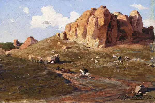 Красные камни. Этюд