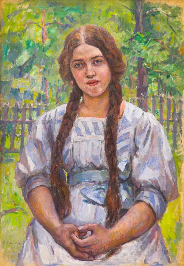Девушка с косами