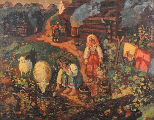 Летний теплый вечер. Топят бани 