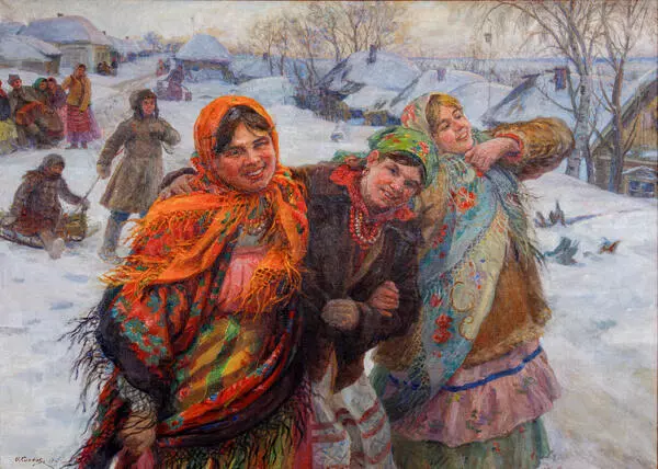 Праздничный день. Подруги. Зима