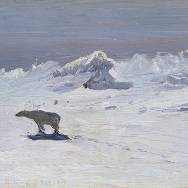 Лунная ночь. Медведь на охоте 
