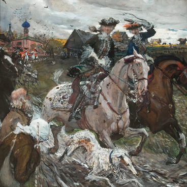 Петр II и цесаревна Елизавета на псовой охоте