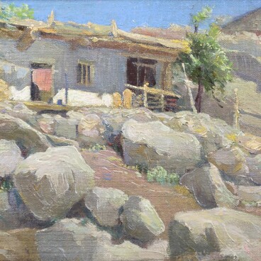 Палестинский дворик в солнечный день. Этюд