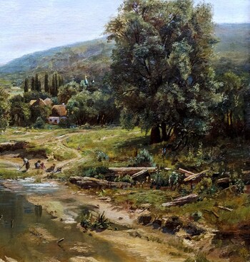 Летний пейзаж с водяной мельницей